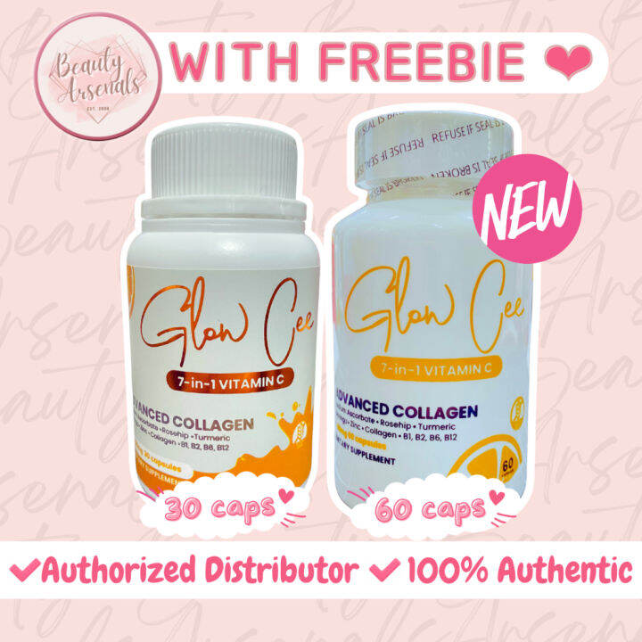 GLOW CEE 7in1 Vitamin C with Collagen 30 60 capsules GLOW WHITE