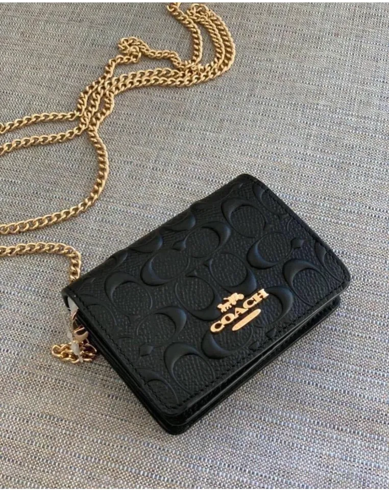 Coach Mini Wallet On A Chain In Signature C7361 Leather - Wine