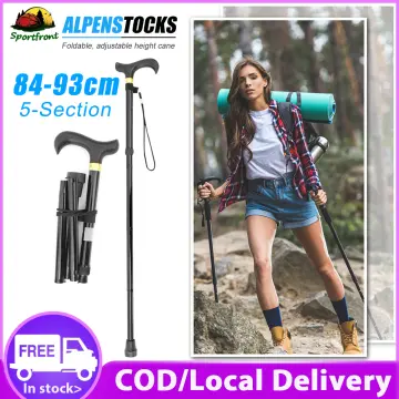 Collapsible Trekking Pole Folding Walking Stick with Carrying Case(1  pc),Travelers Adjustable Hiking Pole Walking Cane,Portable Mobility Aid for  Women