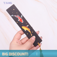 ?【Lowest price】TANG สไตล์จีนทาสี KOI carp ไม้บุ๊คมาร์คพู่จี้เครื่องหมายหนังสือสร้างสรรค์