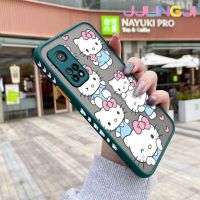 Jlingji เคสสำหรับ Xiaomi 10T 10T Pro Redmi K30s การ์ตูนแฮปปี้เฮลโลคิตตี้บางขอบสี่เหลี่ยมด้านข้างดีไซน์ใหม่กันกระแทกมีน้ำค้างแข็งโปร่งใสแข็งเคสมือถือปลอกซิลิโคนคลุมทั้งหมดกล้องป้องกันแสง