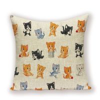 Cartoon Cat Pillow Cases Cute Cat Decorative Cushions Cover Animal Home Decor Sofa Cushion Covers Linen Throw Pillows Case Cojin