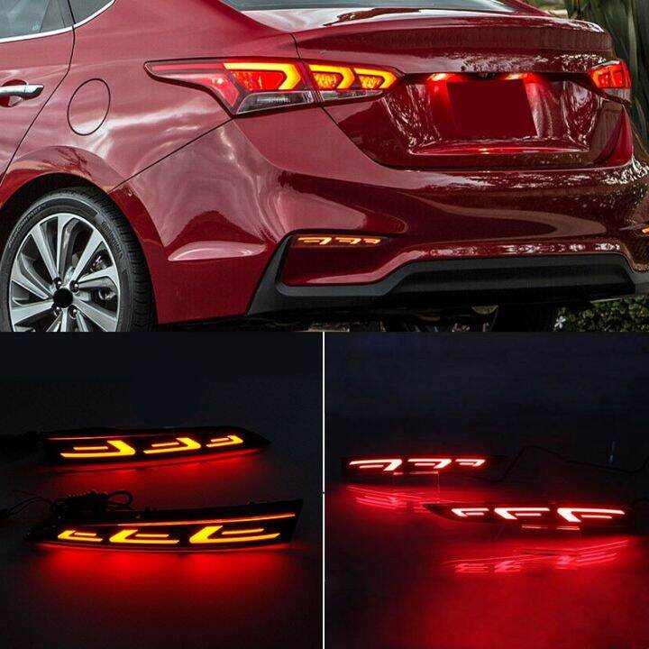 for Hyundai Accent 20172019 LED Rear Bumper Reflector Brake Light Fog