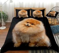 3D pomeranian ผ้านวมชุดสุนัขน่ารักชุดเครื่องนอนเด็กชายหญิงสัตว์เลี้ยงผ้านวมสีดำ Queen สัตว์บ้านสิ่งทอ dropships