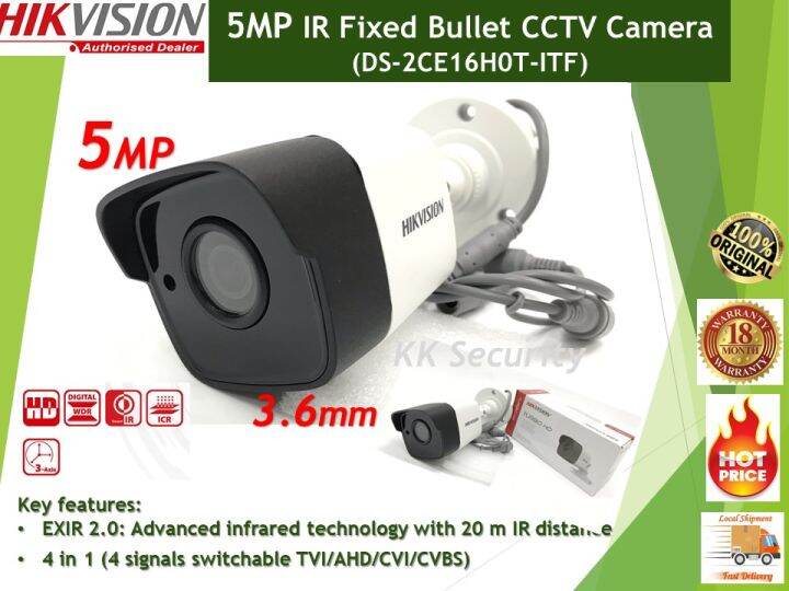 HIKVISION Brand 5MP Bullet Camera (DS-2CE16H0T-ITF) 3.6mm IR Fixed ...