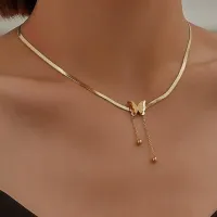 Vintage Butterfly Necklace Women Gold Color Stainless Steel Snake Chains Aesthetic Charm Choker Wedding Party 2023 Jewelry Gift