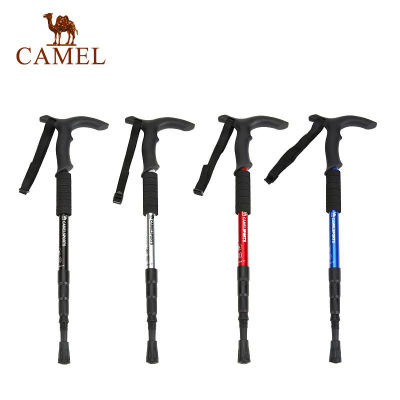 CAMEL อูฐเสาเดินป่ากลางแจ้งสำหรับผู้ชายและผู้หญิง T -รูปร่าง 4 ไม้เท้ายืดไสลด์ปีนเขาเดินป่ามัลติฟังก์ชั่เบาไม้เท้า