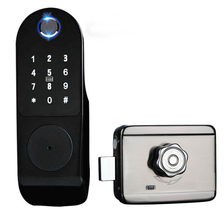 Oldfashioned door fingerprint lock household security door double