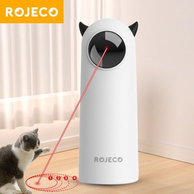 ROJECO อัตโนมัติของเล่นแมวแบบโต้ตอบสมาร์ทล้อเล่นสัตว์เลี้ยง LED เลเซอร์ในร่มแมวอุปกรณ์ของเล่นมือถืออิเล็กทรอนิกส์แมวของเล่นสำหรับสุนัข