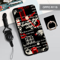 เคส TPU แบบนิ่มสำหรับ OPPO R11S เคสโทรศัพท์คลุมทั้งหมดสายรัดและฝามีที่ถือวงแหวนโทรศัพท์กันรอยขีดข่วนแบบแฟชั่น