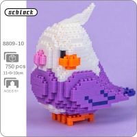 SC 8809-10 Animal World Purple Parrot Fly Bird Cockatiel Pet Doll 3D Mini Diamond Blocks Bricks Building Toy for Children no Box