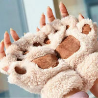 Fashion Girls Lovely Cat Claw Paw Plush Mittens Warm Soft Plush Short Fingerless women Leisure Bear Cat s Half Finger Gifts