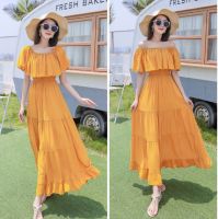 M20-309 MaxiDress แม็กซี่เดรส แขนระบายเปิดไหล่