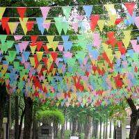 【CC】 10/50 Meters Fabric Bunting Flags Wedding Pennant String Buntings Colorful Wholesale