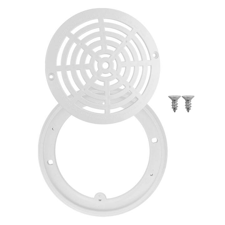 8Inch Pool Main Drain Cover the Top Grate Bottom Mounting Plates White