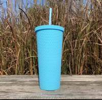 24oz Tumbler Honeycomb Straw Cup Matte Spiky Rubber Textured Bottle Water Studded