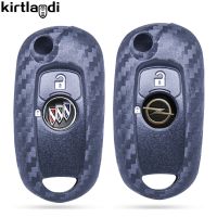 Silicone Carbon Fibre Car Key Cover Shell For Opel Vauxhall Astra K Corsa E Turbo Case For Buick VERANO ENCORE GX GL6 2015-2020 Key Chains