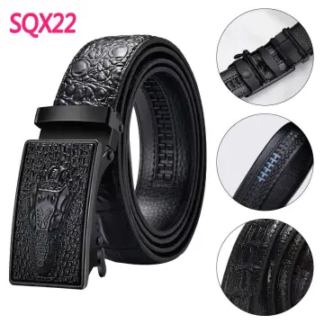 MENSPE Men's Belt Men Fashion Belt Men Genuine Leather Belts Crocodile  Pattern Belt Whole Crocodile Leather Automatic Buckle Belts Brand Luxury  High Quality Business Strap Male Waistband for Men