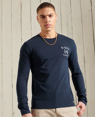 SUPERDRY MILITARY GRAPHIC LONG SLEEVE T-SHIRT - เสื้อแขนยาว สำหรับผู้ชาย สี Deep Navy