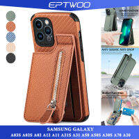 EPTWOO สำหรับ Samsung Galaxy A03S A02S A02 A12 A21S A31 A50 A50S A30S A70 A20 A30 A20S A10S A82 เคสโทรศัพท์เส้นใย Grain ฝาพับพร้อมช่องใส่การ์ดเลนส์กล้องป้องกันปลอกกันกระแทกปกหลัง SD-XWWLL