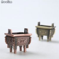 (Gold Seller) NOOLIM Antique Square Tripod Alloy Incense Burner Lucky Money Good Fortune Ornament Aromatherapy Home Teahouse Decor