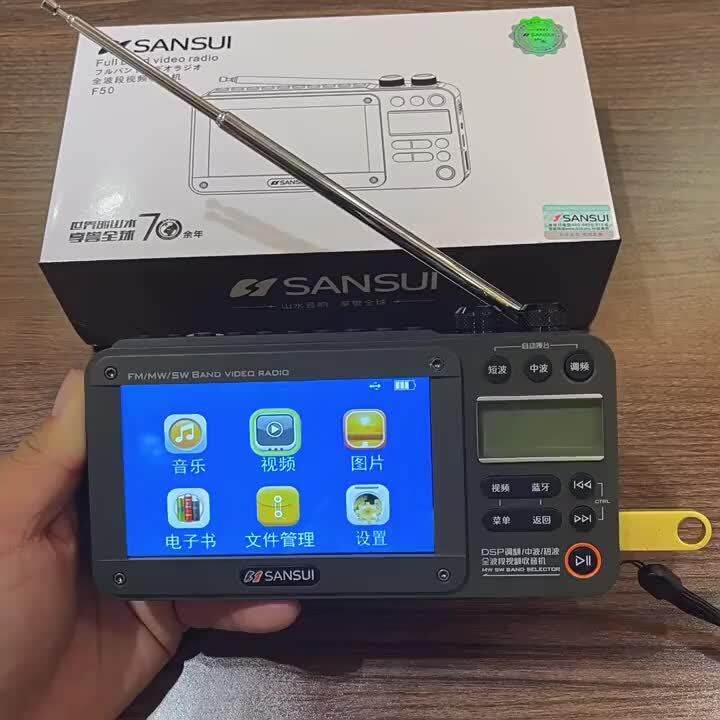 Sansui F50 R Video Radio Wireless Bluetooth Speaker Portable Stereo Subwoofer Mini Plug in Walkm