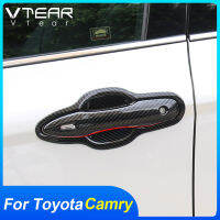 Vtear สำหรับ Toyota Camry ภายนอก ABS กรอบ Chrome จัดแต่งทรงผมตกแต่งประตูชามฝาครอบรถอุปกรณ์เสริม2018-2020