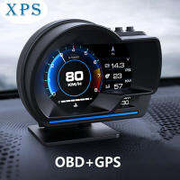 Xps OBD + มาตรวัดอัจฉริยะ,P6 OBD2จีพีเอสมิเตอร์ดิจิตัลสัญญาณเตือนเครื่องวัดความเร็วอินเตอร์เฟซจอแสดงผลน้ำและน้ำมันอุณหภูมิรอบต่อนาทีโอบีดี