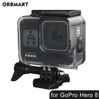 ซองกันน้ำใต้น้ำ60ม. สำหรับ Gopro Hero 8เคสห่อหุ้มปลอกหุ้มสีดำเลนส์กล้องถ่ายรูปฝาครอบป้องกันที่ยึดปลอกหุ้ม