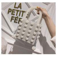 Vintage Handmade Faux Pearl Handbag Beaded Totes Bag Women  Fashion Luxury Handbag Pearl Tote Bags