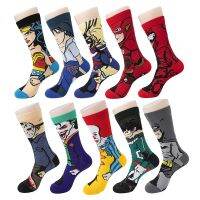 「Jane eyre fashion」 3Pairs Funny Anime Socks Male Fashion Cartoon Character Super Hero Hip Hop Comfort Sport Skateboard Happy Man Woman Cotton Socks