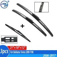 Wiper Front &amp; Rear Wiper Blades Set Kit For Daihatsu Terios J200 F700 2006 - 2017 Windshield Windscreen 21"18"12"