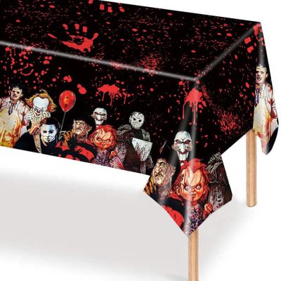 【CW】☑♚  Scary Tablecloth Bloody Horror Movie Theme Plastic Table Covers Decoratio Disposable