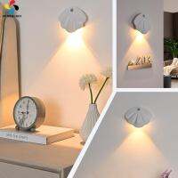 OKDEALS01 การออกแบบเปลือกหอย ไฟ LED ติดผนัง ชาร์จใหม่ได้ ด้วยการตรวจจับการเคลื่อนไหวของร่างกายมนุษย์ โคมไฟติดผนังอัจฉริยะ สร้างสรรค์และสร้างสรรค์ สามสีสีขาว ไฟกลางคืนแสง