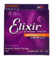 Elixir สายกีตาร์โปร่ง Nanowep CUSTOM LIGHT /.011-.052 Elixir วัสดุแท้ 11027
