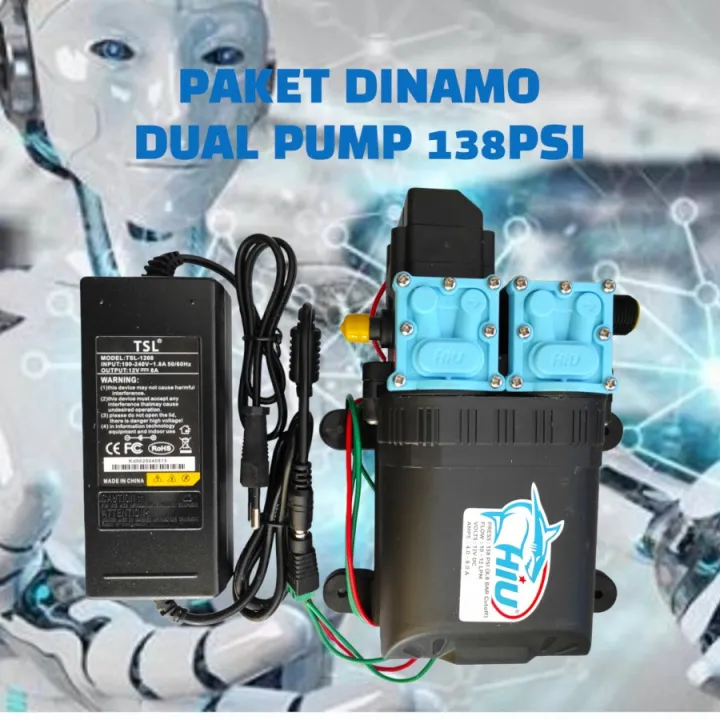 Paket Adaptor Dinamo Pompa Air Hiu Dual Pump Psi Volt Dc Sprayer Pump Lazada Indonesia