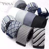 Knit Necktie Striped Solid Dot Weave Skinny Tie White Grey Black Navy Blue Narrow For Men Tuxedo Suit Gift Fashion Accessory