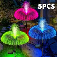 LED Solar Jellyfish Reed Garden Lights Outdoor Waterproof 7 Color Changing Flowers Solar Lights for Yard Patio Garden Decoration Outdoor Lighting