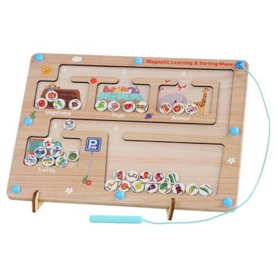 Magnetic Maze Board Wooden Magnetic Matching Board Safe Early Educational Toy for Home School Travel and Outdoors normal