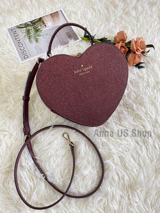 Túi Trái Tim Kate Spade Love Shack Glitter Heart Bag Màu Deep Nova Lấp Lánh  