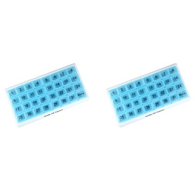 2X Monthly Pill Organizer 31 Compartments, 1 per Day, 4 Week Full Month 31 Day Pill Organizer,Blue