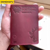 หนังสือเดินทางแบบหนังแท้เคสลายวัวโปรตุเกสเรโทรพร้อมพาสปอร์ต,เคสป้องกันซองใส่หนังสือเดินทาง Dompet Travel