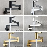 Brass Double Switch Basin Faucet Kitchen In-Wall Foldable Single Cold Tap Mop Sink Extension Pot Filler Faucet Gold Black Chrome