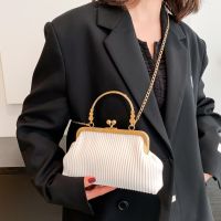 Chain Evening Bag Fashion Ladies Messenger Bag Elegant PU Leather Exquisite Subaxillary Bags Metal Buckle Cocktail Shoulder Bags