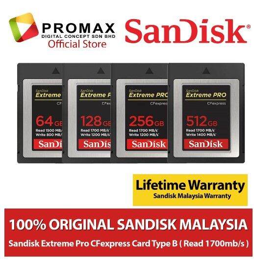 Original Sandisk Extreme Pro CF EXPRESS 64GB / 128GB / 256GB / 512GB ...