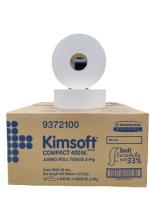 New Arrival กระดาษชำระม้วนใหญ่หนา 2 ชั้น ยาว 400 เมตร / ม้วน KIMSOFT JRT Compact 2 PLY 8 cm x 400 m x 12 Roll / Carton ไม่มีรอยตัด ขายยกลัง คุ้มค่า น่าใช้มาก ต้องลอง