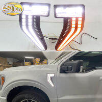 SNCN ไฟขับขี่เวลากลางวัน LED รถ DRL 12V 2ชิ้นสำหรับฟอร์ด F-150 F150 2022ตัวบอกกระจกมองหลังปีกข้างไฟเดย์ไลท์ต่อเนื่องไฟกะพริบ