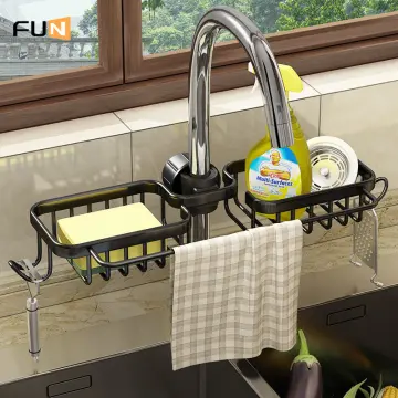 Hanging Sink Food Catcher Net,Kitchen Sink Strainer,Kitchen Sink Corner  Drain Strainer,Fine Net Mesh Hanging Drain Rack Basket Collapsible Metal