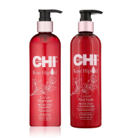 CHI Rose hip oil - Color Protecting Shampoo + Conditioner 340ml แชมพูพร้อมครีมนวดสูตรสำหรับผมทำสี