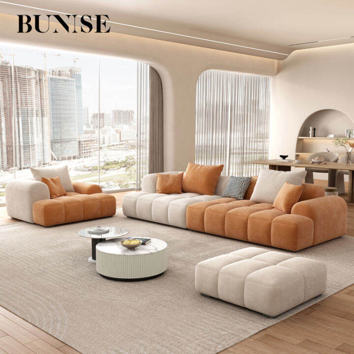 Bunise โซฟา L รูปร่าง ห้องนั่งเล่น 4ที่นั่ง ผ้าฝ้า โซฟานุ่มๆ สวยหรู 270 X  160 X 68 ซม Bu03 | Lazada.Co.Th